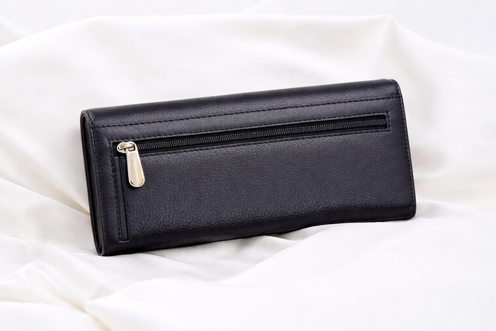 ENSIKA Women’s Black Leather Flap Wallet – WAL-J0016-BLK