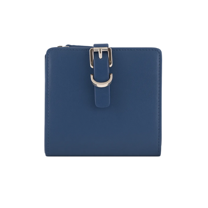 ENSIKA Women’s Blue Leather Compact Zip Wallet – WAL-CR009-BLU